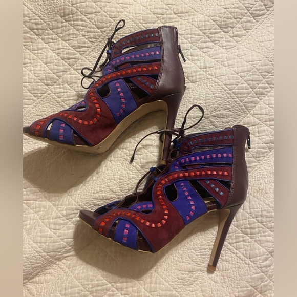 Gianni Bini lace up suede heels size 7 - Picture 1 of 8